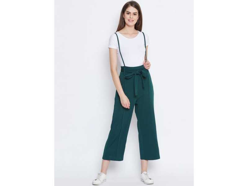 zastraa-women-green-solid-dungaree-small-0
