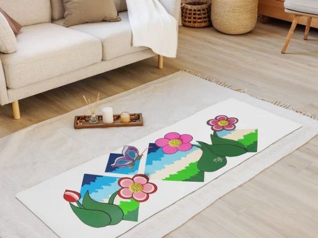 flower-print-yoga-mat