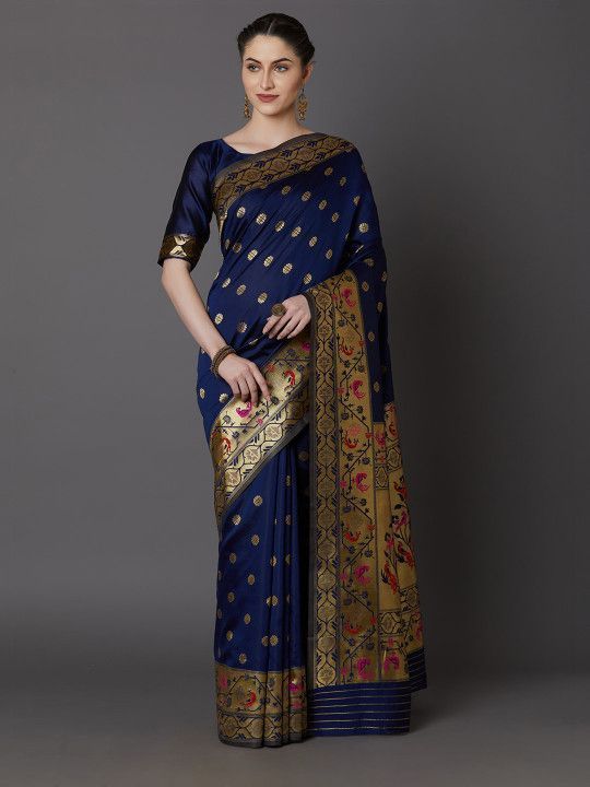 mitera-navy-blue-gold-toned-silk-blend-woven-design-big-0