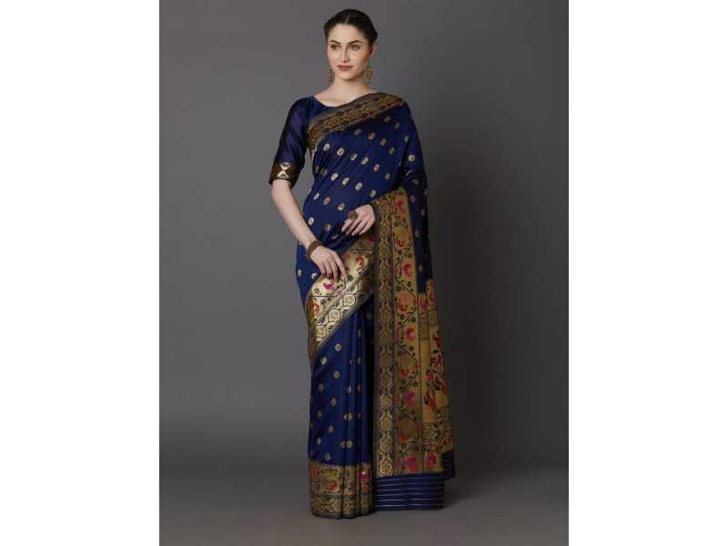 mitera-navy-blue-gold-toned-silk-blend-woven-design-small-0