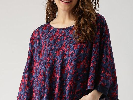 marie-claire-women-blue-red-floral-print-cape-top