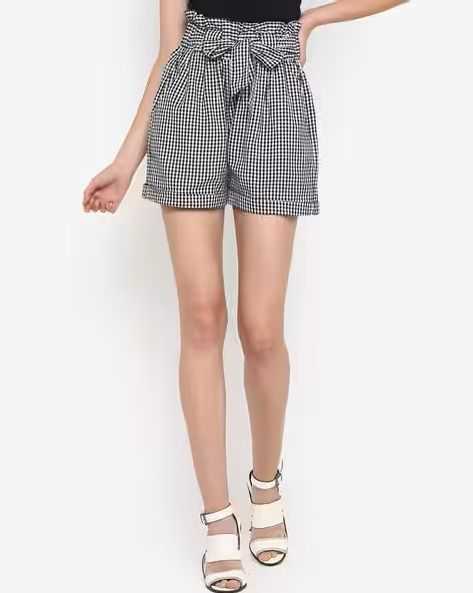 checked-high-rise-shorts-with-tie-up-big-0