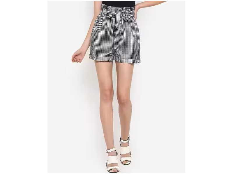 checked-high-rise-shorts-with-tie-up-small-0