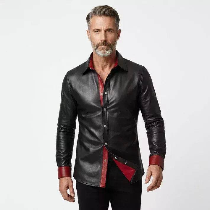 mens-black-genuine-leather-shirt-with-red-accents-big-0