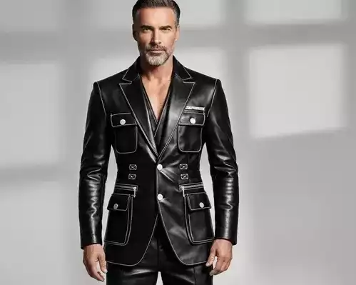 men-black-leather-utility-blazer