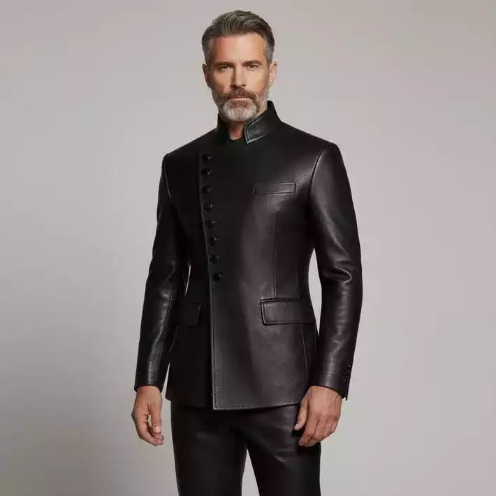 mens-black-asymmetrical-leather-button-jacket-big-0