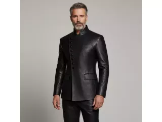 mens-black-asymmetrical-leather-button-jacket-small-0
