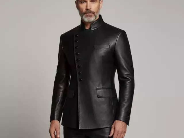 mens-black-asymmetrical-leather-button-jacket