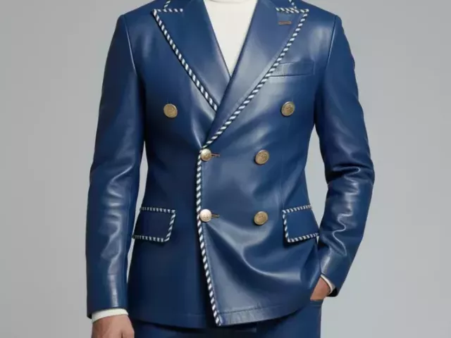 mens-luxury-blue-leather-double-breasted-blazer-gold-buttons