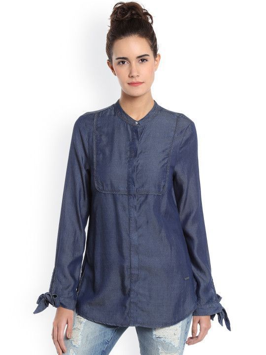 vero-moda-women-blue-chambray-casual-shirt-big-0