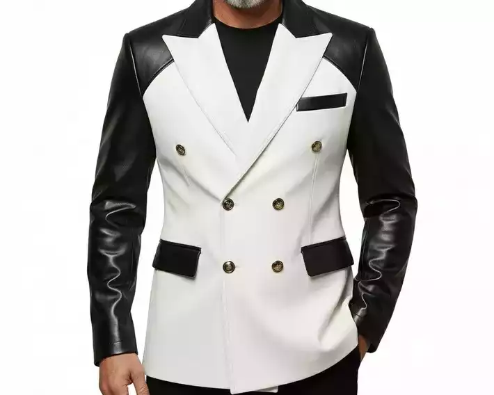 mens-black-and-white-leather-blazer