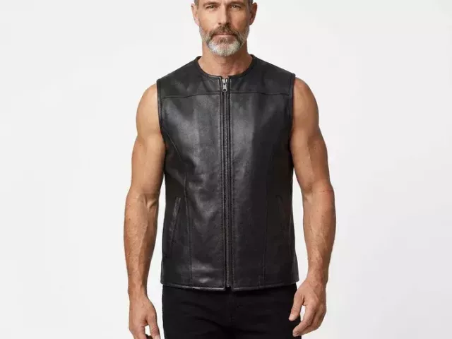 mens-black-leather-biker-vest