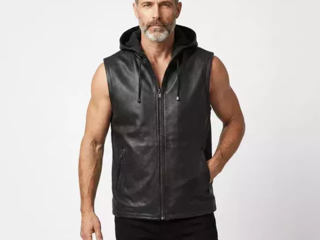 mens-black-genuine-leather-hooded-vest