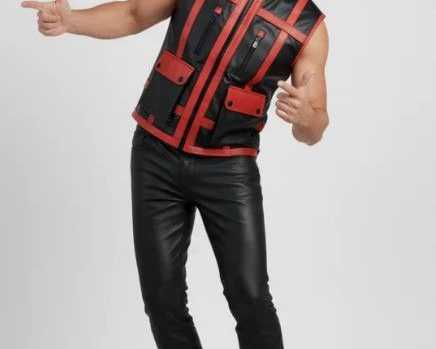mens-black-leather-vest-with-red-stripes