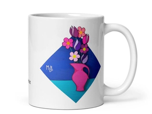 duct-tape-flowers-art-white-glossy-mug