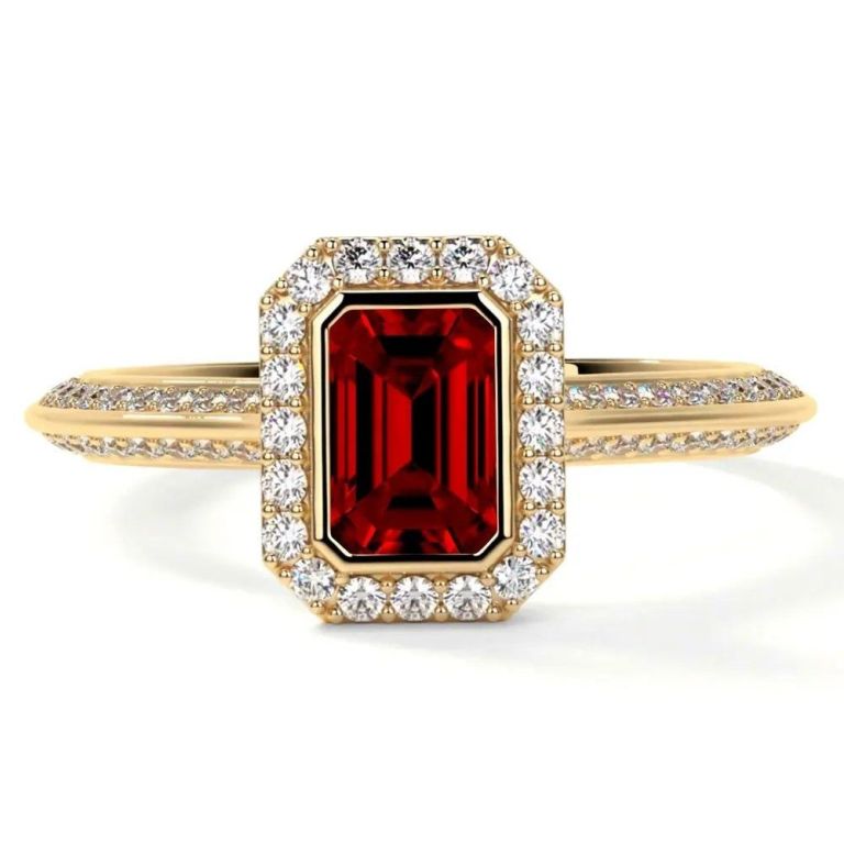 emerald-cut-lab-made-ruby-rings-with-round-diamond-big-0