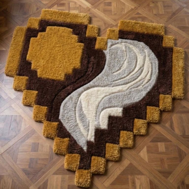 brown-and-mustard-3d-handmade-yin-yang-heart-rug-big-1
