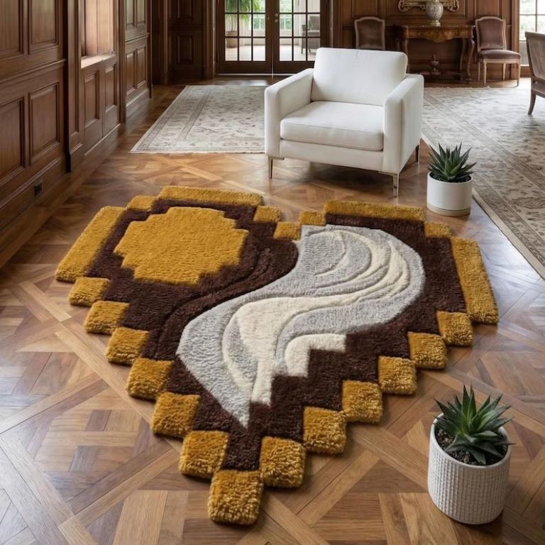 brown-and-mustard-3d-handmade-yin-yang-heart-rug-big-3