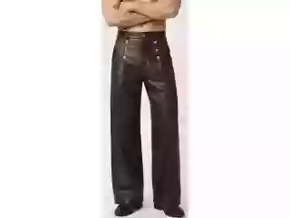 black-leather-high-waist-button-pants-for-men-small-0