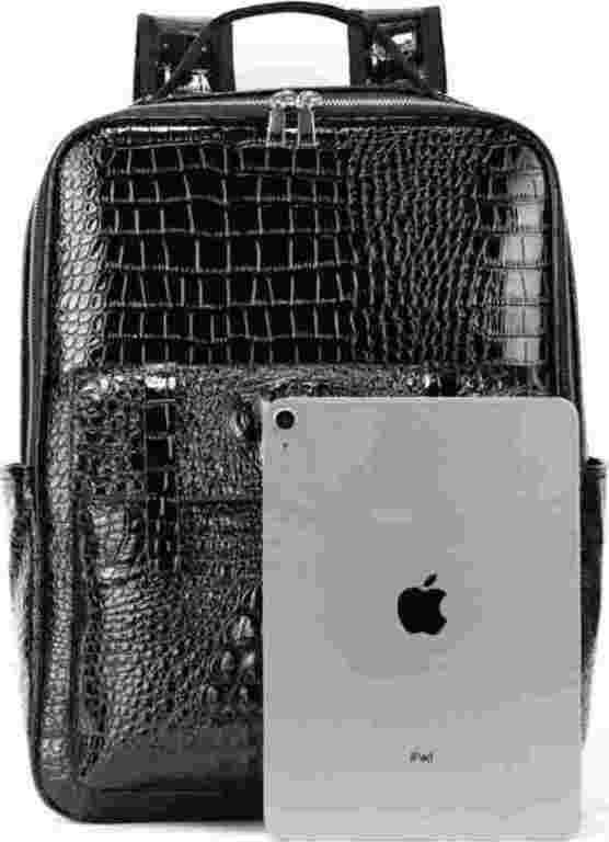 unisex-crocodile-pattern-pu-leather-backpack-big-0
