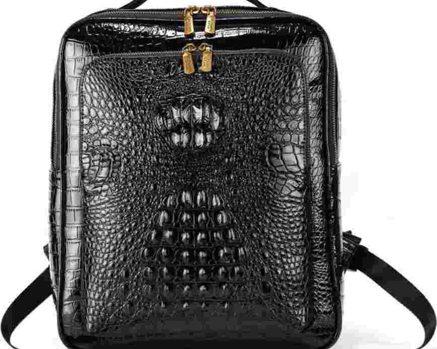 crocodile-pattern-leather-backpack
