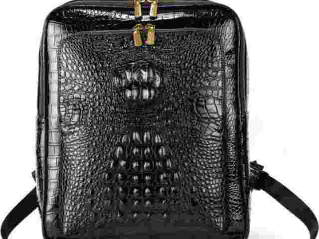 crocodile-pattern-leather-backpack