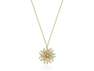 Sunflame Motif Diamond Necklace Sun rays Rendered in 18k Yellow Gold — VIVAAN