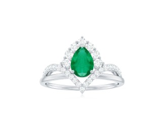 Designer Engagement Ring with Emerald and Diamond