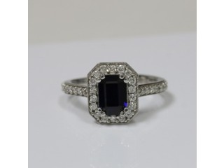 Purchase 1.29 cttw Round Diamonds Sapphire Engagement Rings From GemsNY