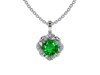 Buy 0.85cttw Round Emerald Flower Pendant
