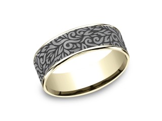 The outlaw - 14k Yellow Gold and Grey Tantalum Wedding Band
