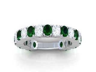 Shop 3.57cttw Three Fourth Eternity Diamond And Emerald Oval Four Prong Wedding Ring