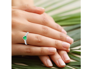 Buy 0.50cts.Bezel Set Heart Shape Emerald Solitaire Ring