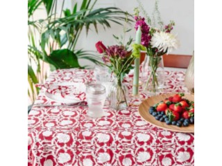 Hand Block Printed Cotton Tablecloths