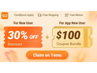 Temu. com Get 30% off or a $100 coupon bundle